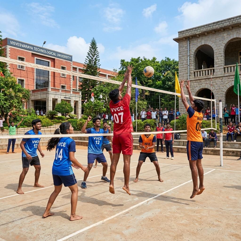 Volleyball match on the college ground